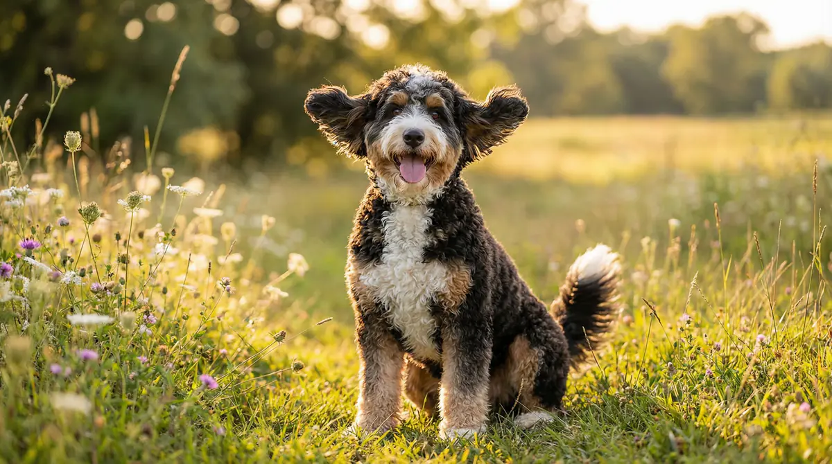 Photo de référence d’un Bernedoodle — standards de croissance Bernedoodle