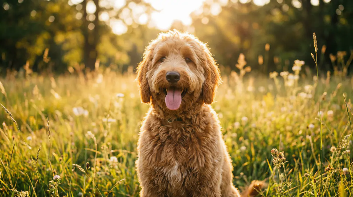 Photo de référence d’un Goldendoodle — standards de croissance Goldendoodle