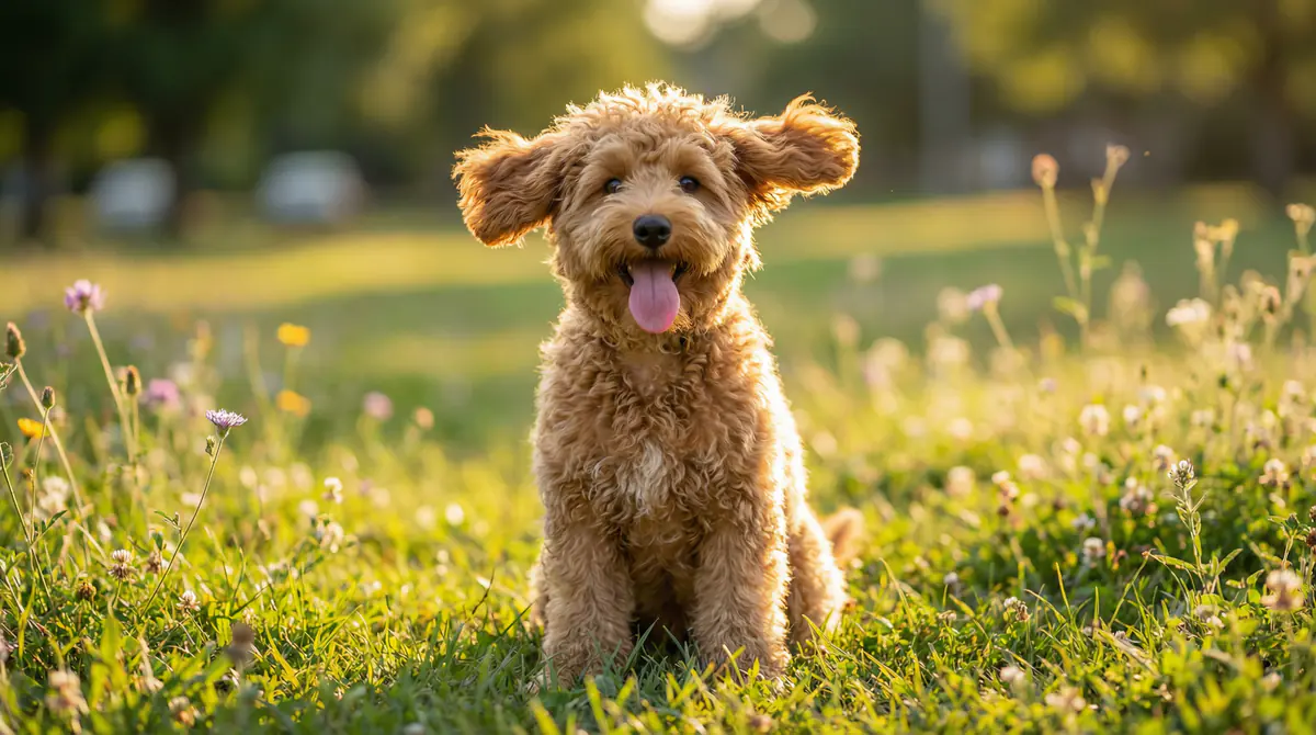 Photo de référence d’un Mini Goldendoodle — standards de croissance Mini Goldendoodle